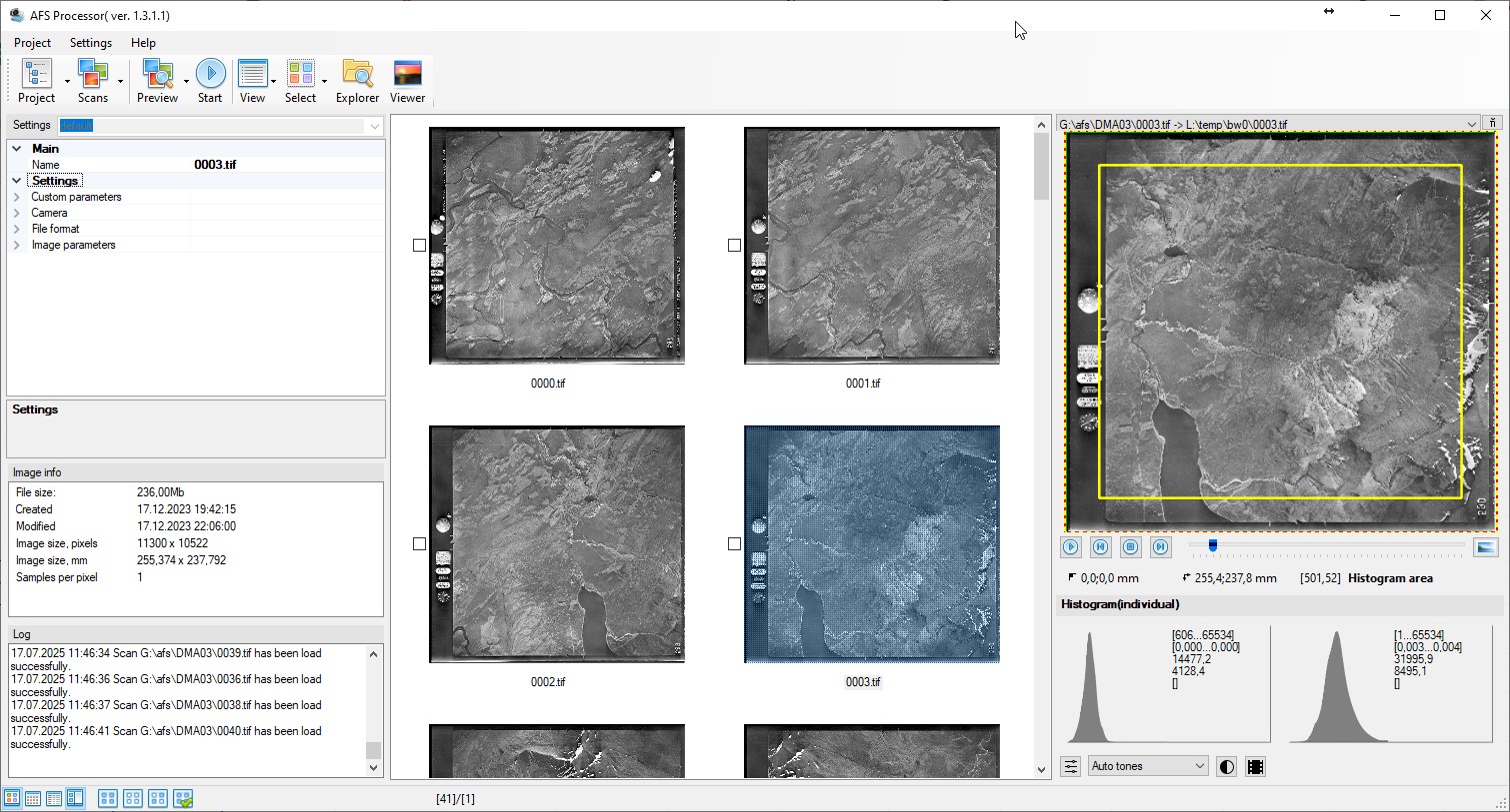AFS scans processor interface
